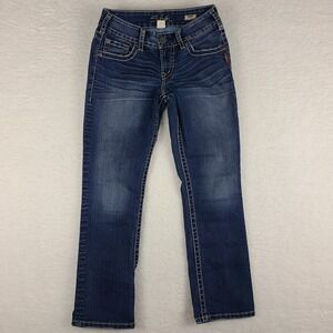 Silver Jeans Womens 26 Blue Suki Capri Dark‎ Wash Denim
